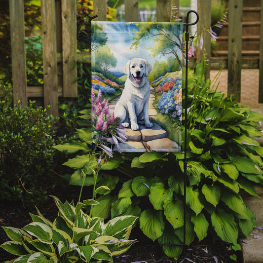 Kuvasz Spring Path Garden Flag  – Dog-Themed Floral Outdoor Decor