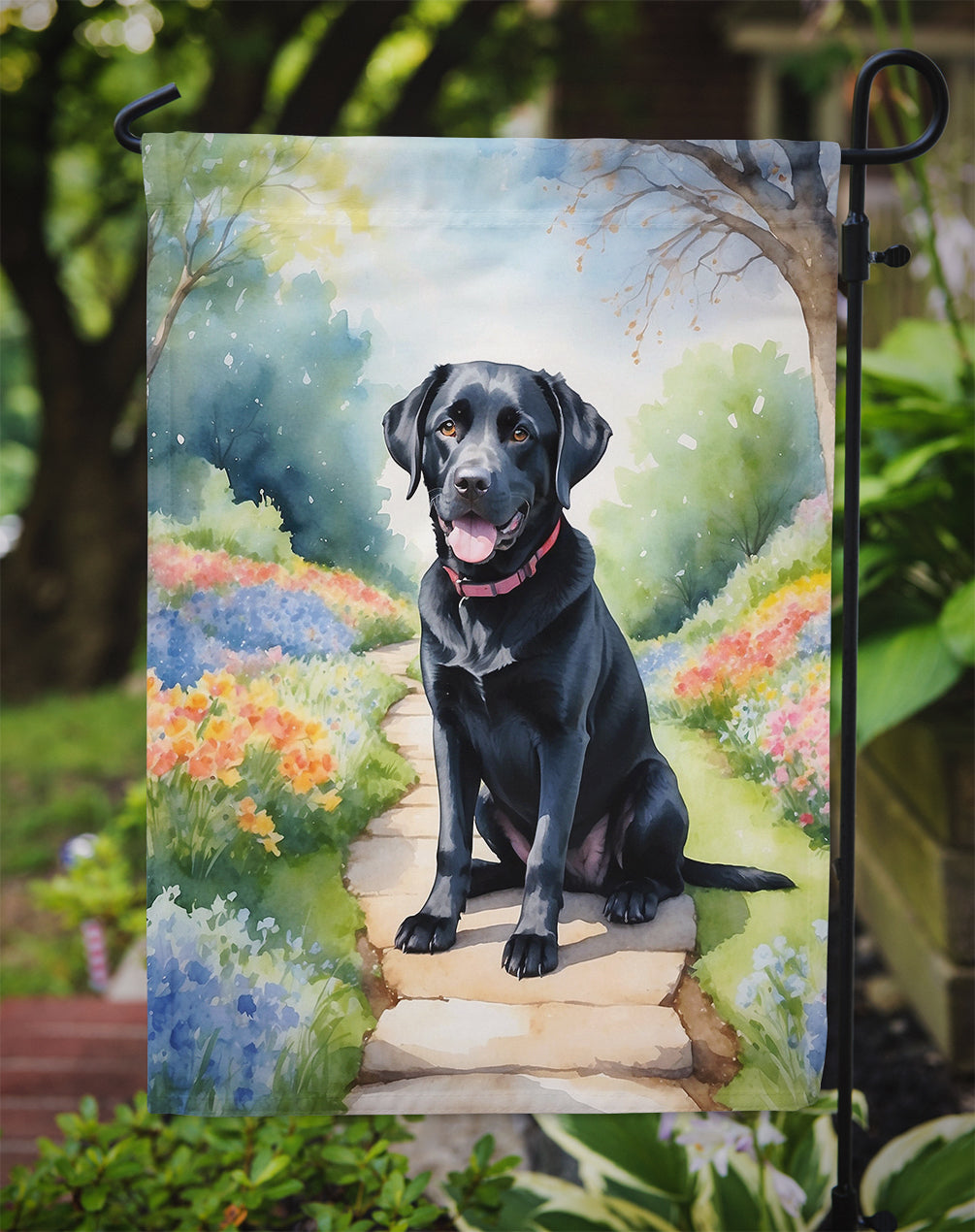 Labrador Retriever Spring Path Garden Flag  – Dog-Themed Floral Outdoor Decor