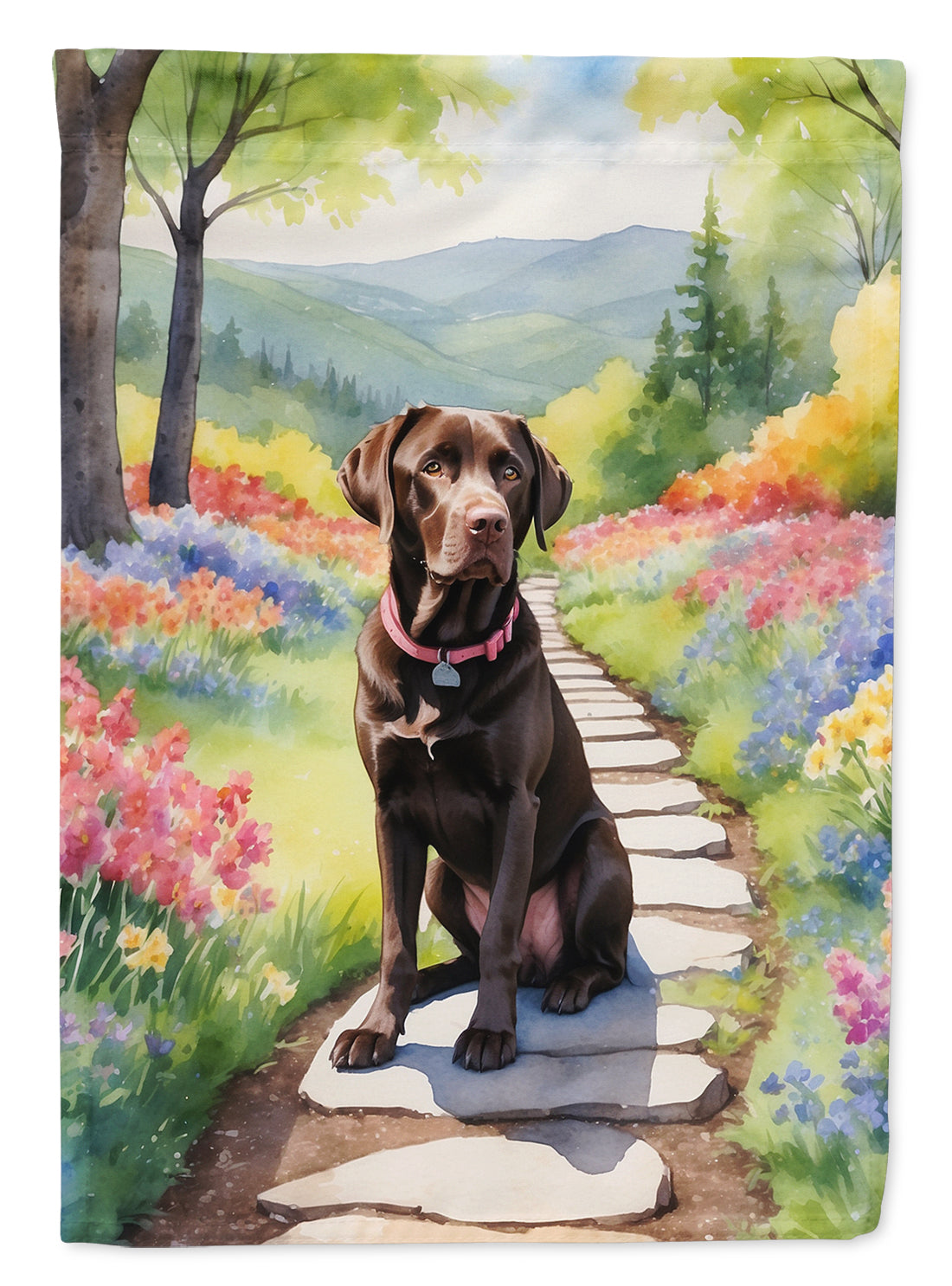 Labrador Retriever Spring Path Garden Flag  – Dog-Themed Floral Outdoor Decor