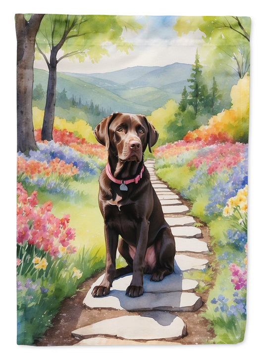 Labrador Retriever Spring Path Garden Flag  – Dog-Themed Floral Outdoor Decor