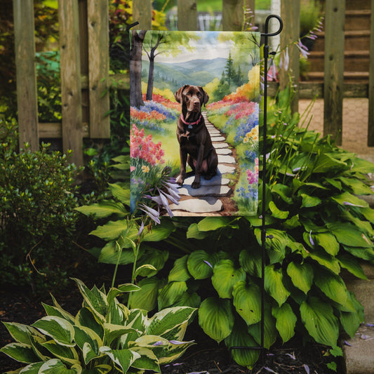 Labrador Retriever Spring Path Garden Flag  – Dog-Themed Floral Outdoor Decor