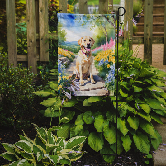 Labrador Retriever Spring Path Garden Flag  – Dog-Themed Floral Outdoor Decor