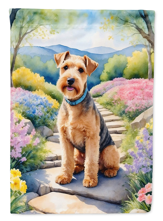 Lakeland Terrier Spring Path Garden Flag  – Dog-Themed Floral Outdoor Decor