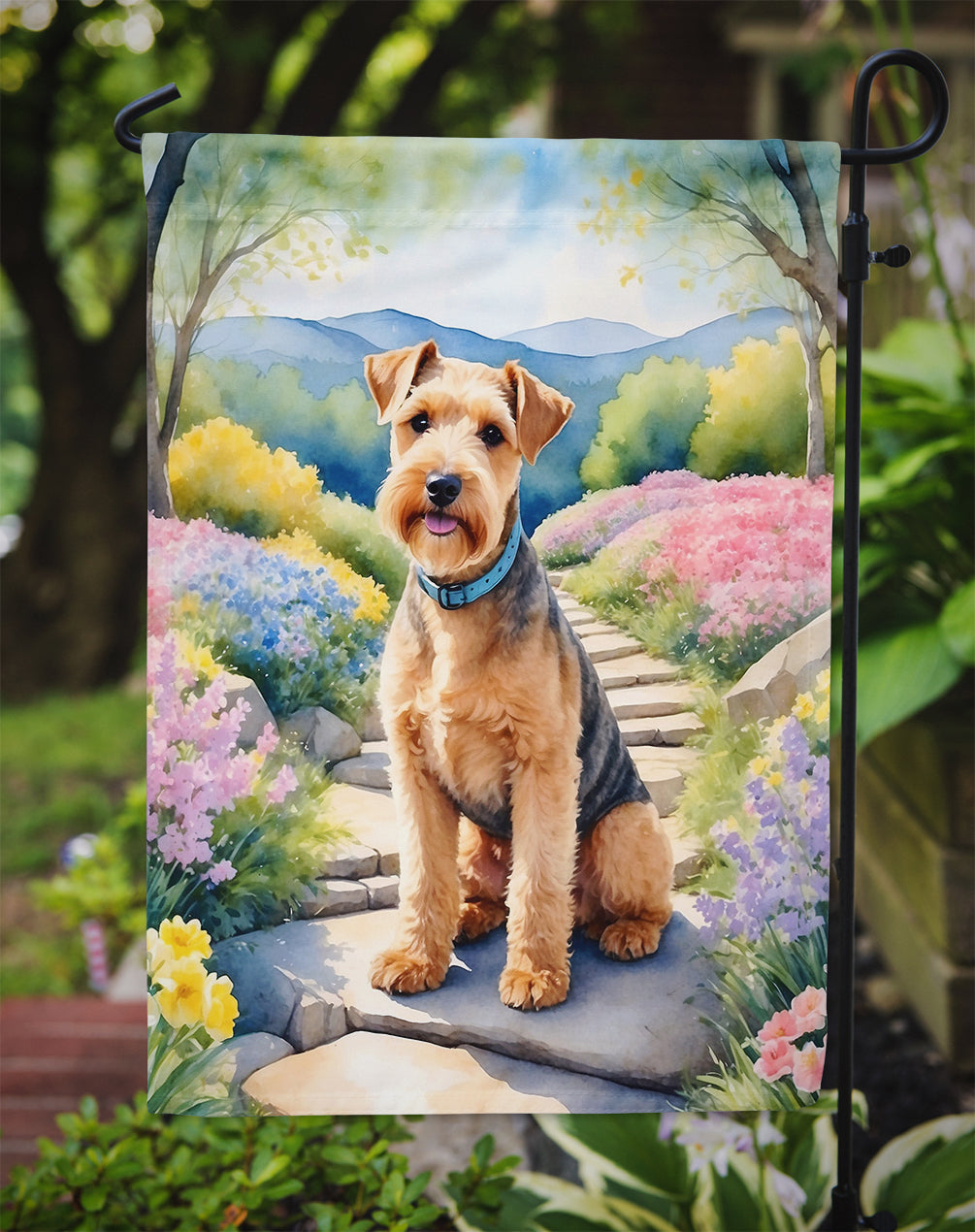 Lakeland Terrier Spring Path Garden Flag  – Dog-Themed Floral Outdoor Decor