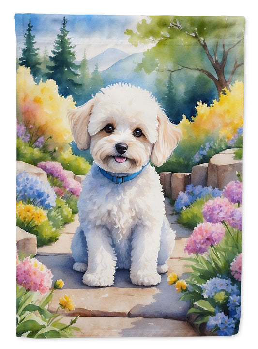 Maltipoo Spring Path Garden Flag  – Dog-Themed Floral Outdoor Decor