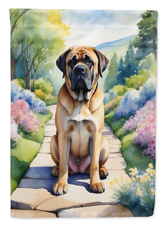 Mastiff Spring Path Garden Flag  – Dog-Themed Floral Outdoor Decor