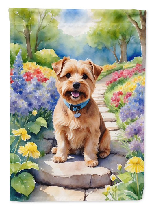 Norfolk Terrier Spring Path Garden Flag  – Dog-Themed Floral Outdoor Decor