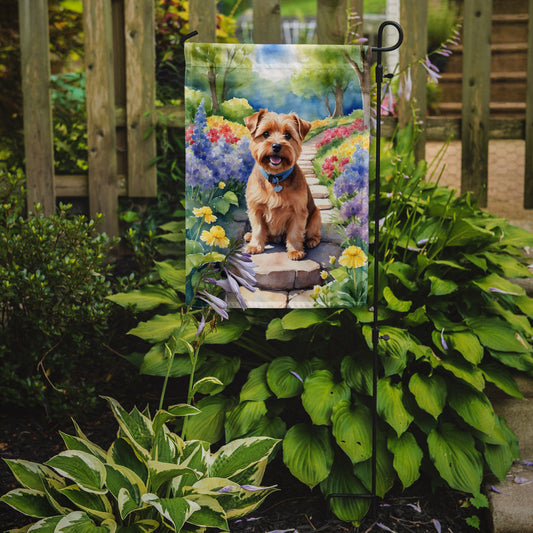 Norfolk Terrier Spring Path Garden Flag  – Dog-Themed Floral Outdoor Decor