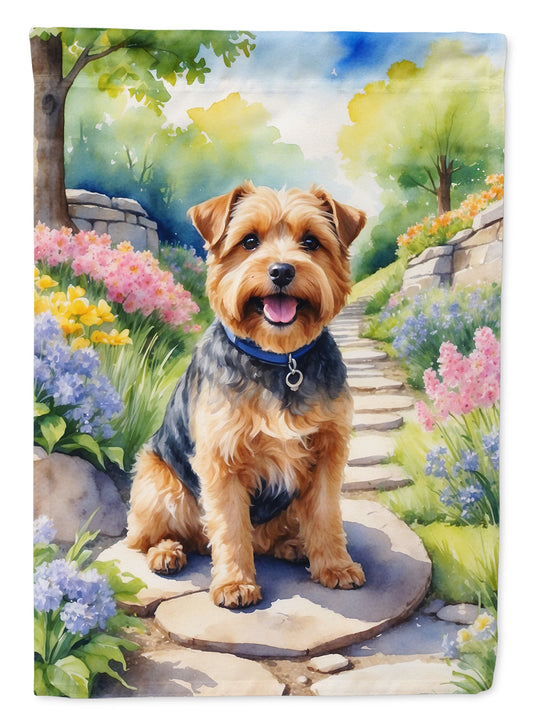 Norfolk Terrier Spring Path Garden Flag  – Dog-Themed Floral Outdoor Decor