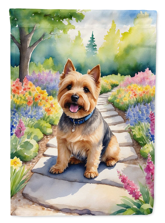 Norwich Terrier Spring Path Garden Flag  – Dog-Themed Floral Outdoor Decor