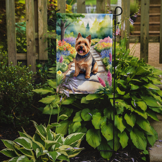 Norwich Terrier Spring Path Garden Flag  – Dog-Themed Floral Outdoor Decor