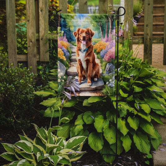 Nova Scotia Duck Tolling Retriever Spring Path Garden Flag  – Dog-Themed Floral Outdoor Decor