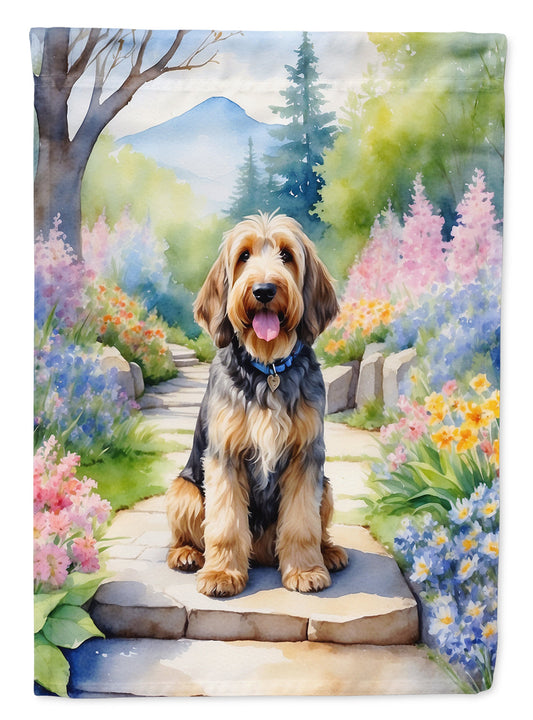 Otterhound Spring Path Garden Flag  – Dog-Themed Floral Outdoor Decor