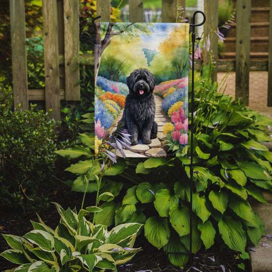 Puli Spring Path Garden Flag  – Dog-Themed Floral Outdoor Decor