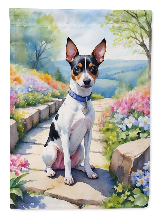 Rat Terrier Spring Path Garden Flag  – Dog-Themed Floral Outdoor Decor