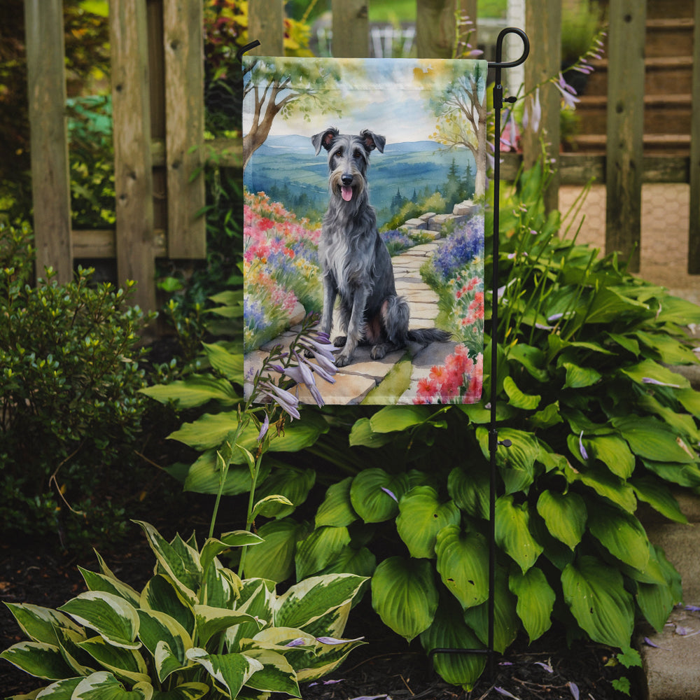 Scottish Deerhound Spring Path Garden Flag  – Dog-Themed Floral Outdoor Decor