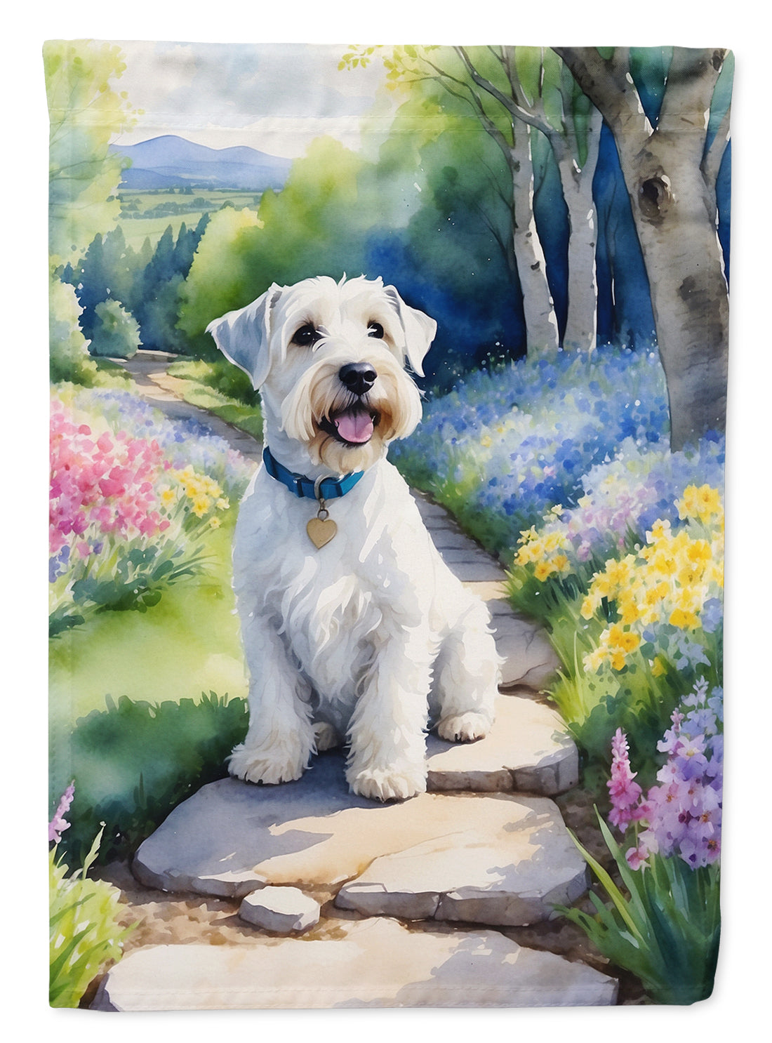 Sealyham Terrier Spring Path Garden Flag  – Dog-Themed Floral Outdoor Decor