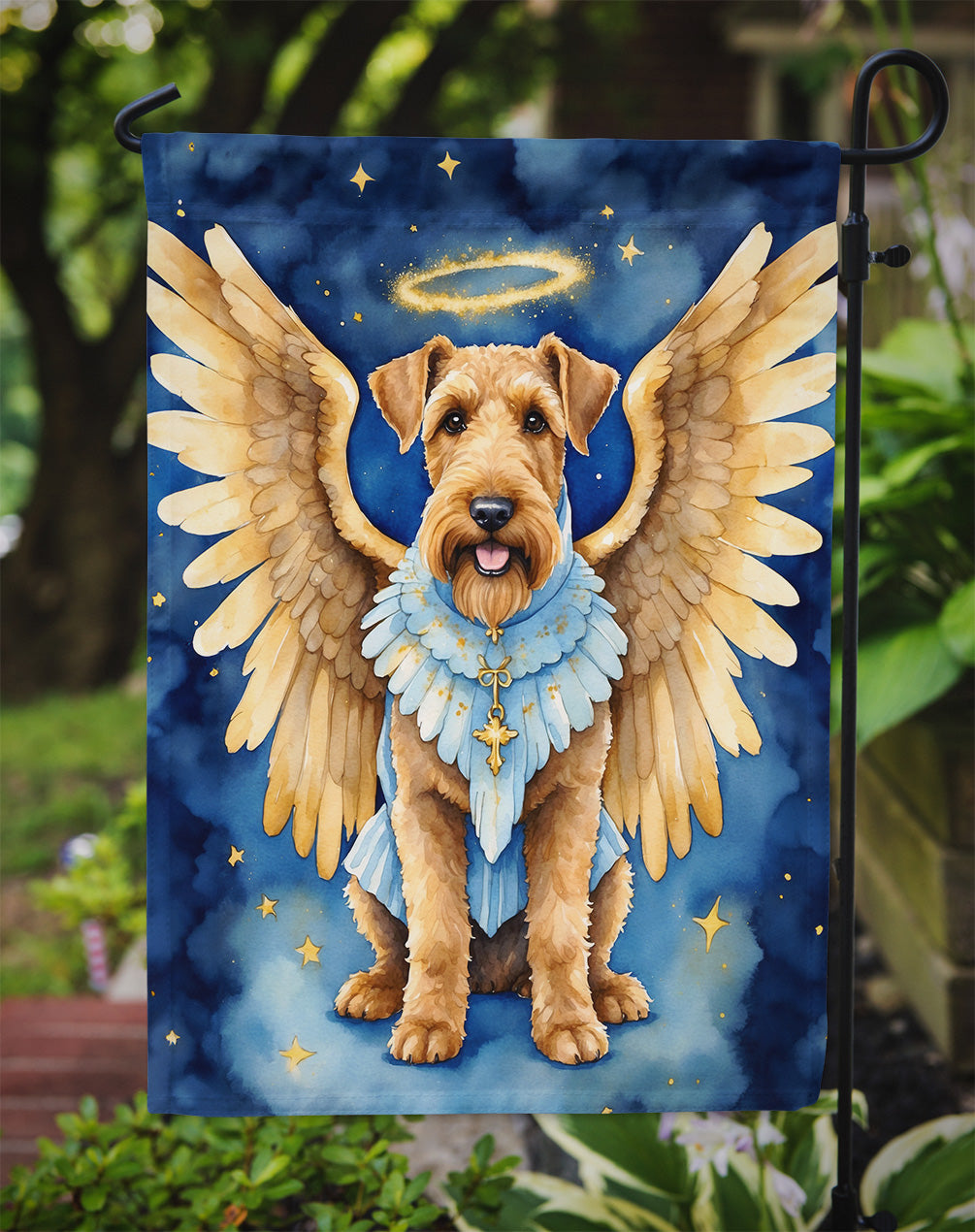Airedale Terrier My Angel Garden Flag – Memorial or Christmas Dog Angel Decor