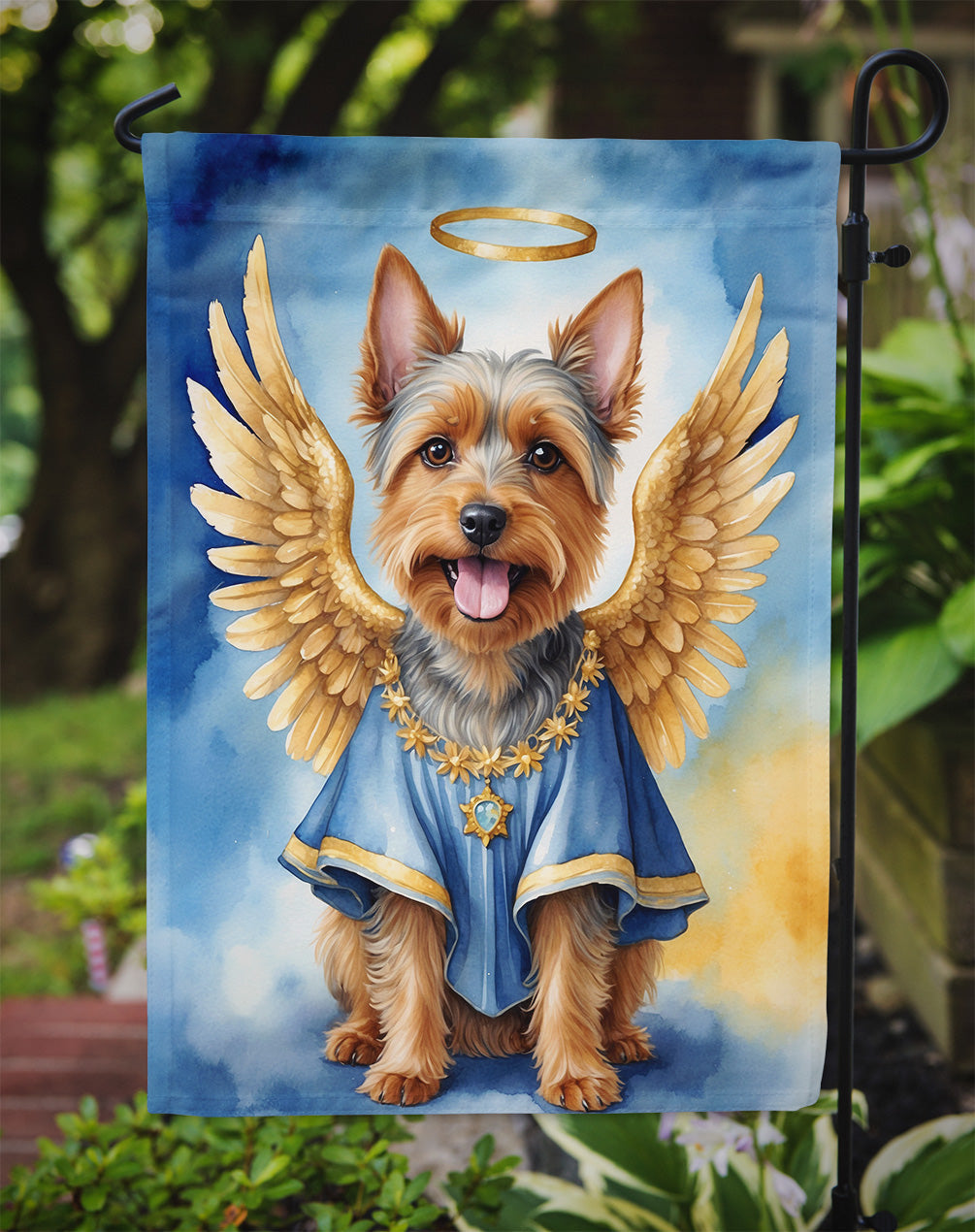 Australian Terrier My Angel Garden Flag – Memorial or Christmas Dog Angel Decor