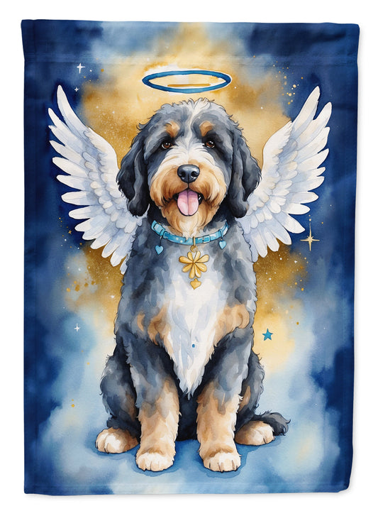 Bernedoodle My Angel Garden Flag – Memorial or Christmas Dog Angel Decor