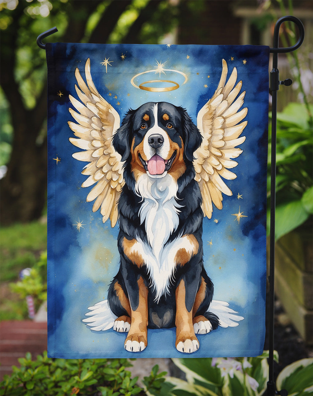 Bernese Mountain Dog My Angel Garden Flag – Memorial or Christmas Dog Angel Decor