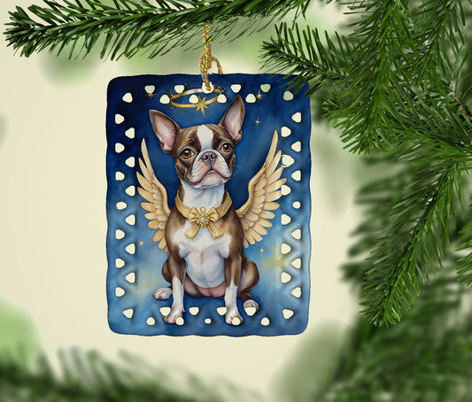 Boston Terrier My Angel Porcelain Ornament