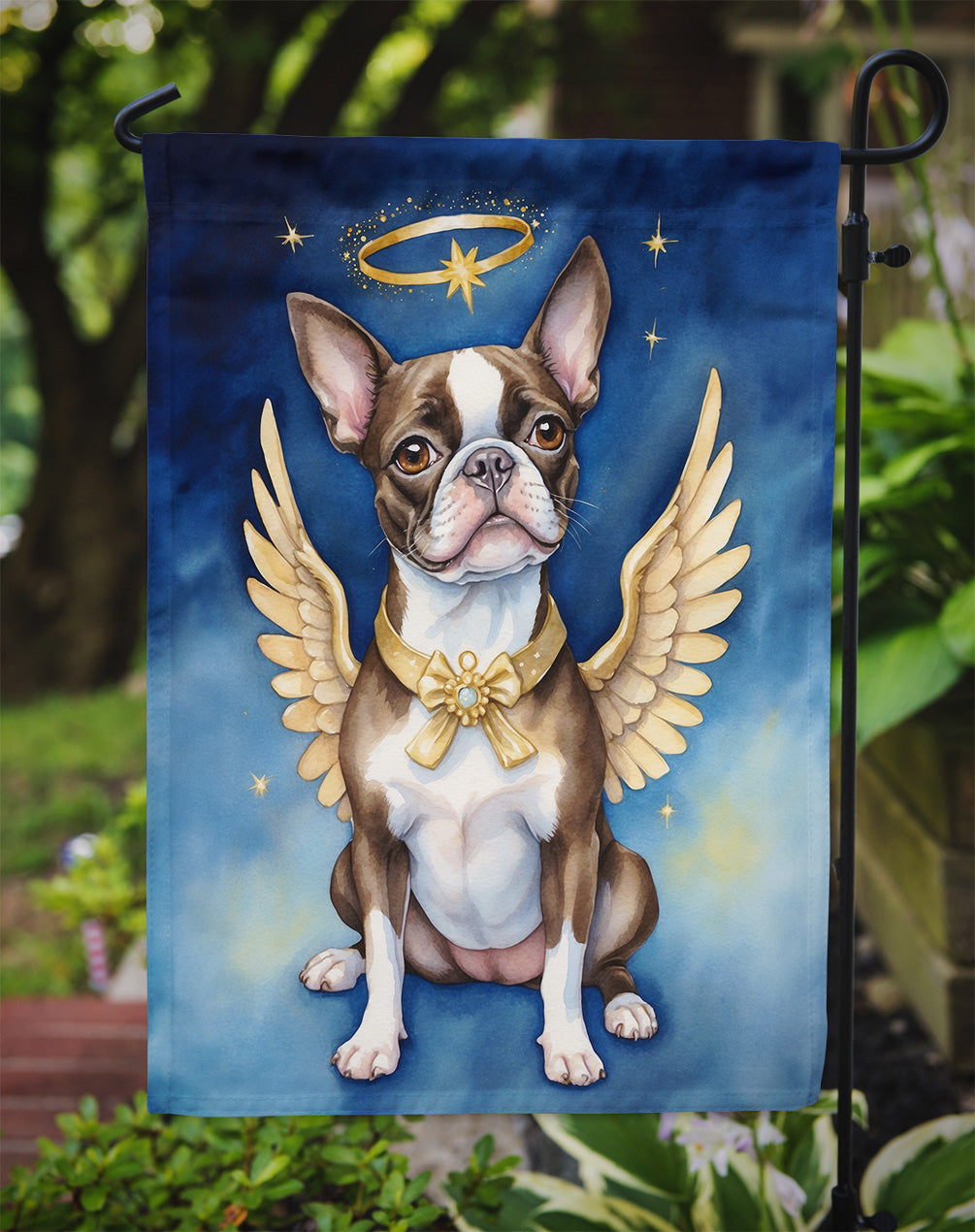 Boston Terrier My Angel Garden Flag – Memorial or Christmas Dog Angel Decor