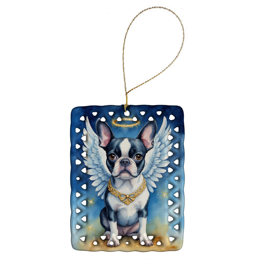 Boston Terrier My Angel Porcelain Ornament
