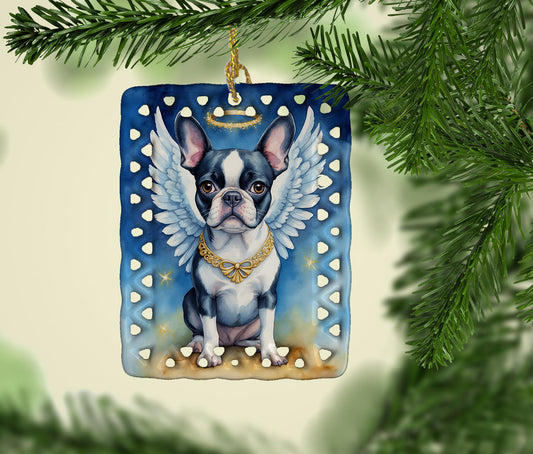 Boston Terrier My Angel Porcelain Ornament