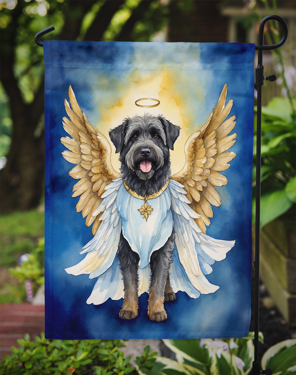 Bouvier des Flandres My Angel Garden Flag – Memorial or Christmas Dog Angel Decor