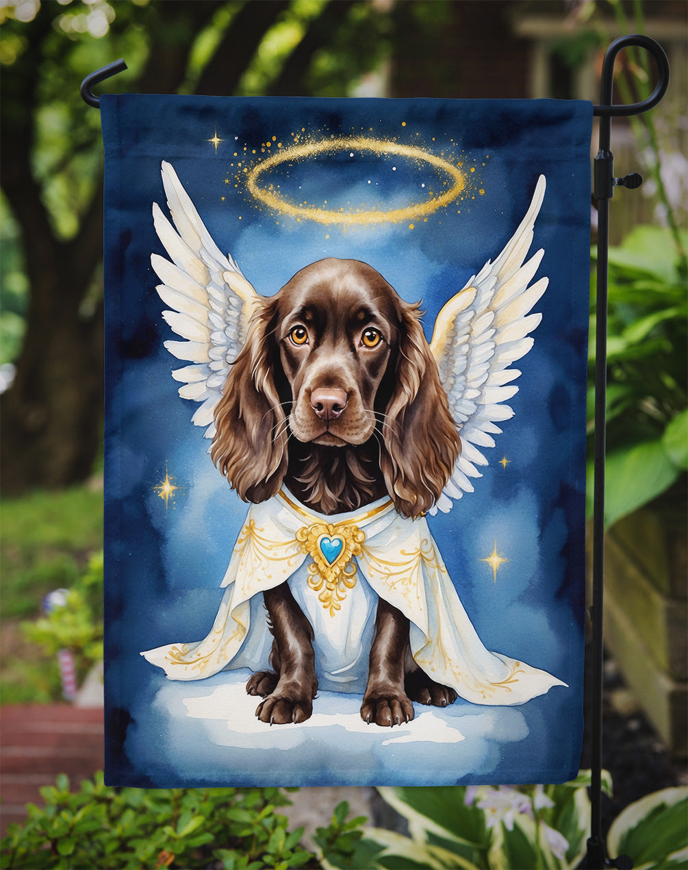Boykin Spaniel My Angel Garden Flag – Memorial or Christmas Dog Angel Decor