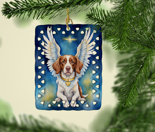 Brittany Spaniel My Angel Porcelain Ornament