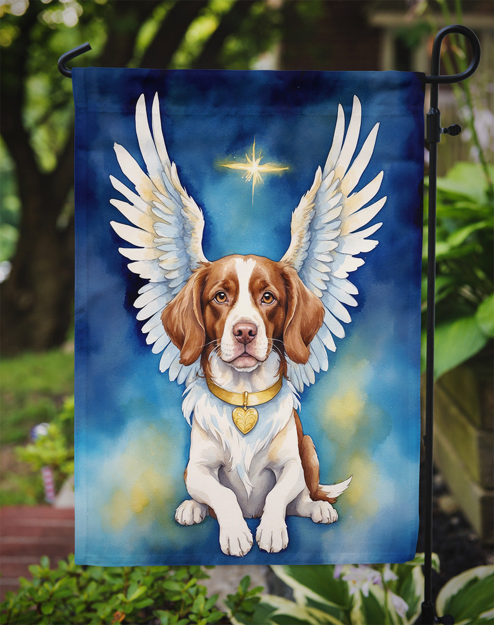Brittany Spaniel My Angel Garden Flag – Memorial or Christmas Dog Angel Decor