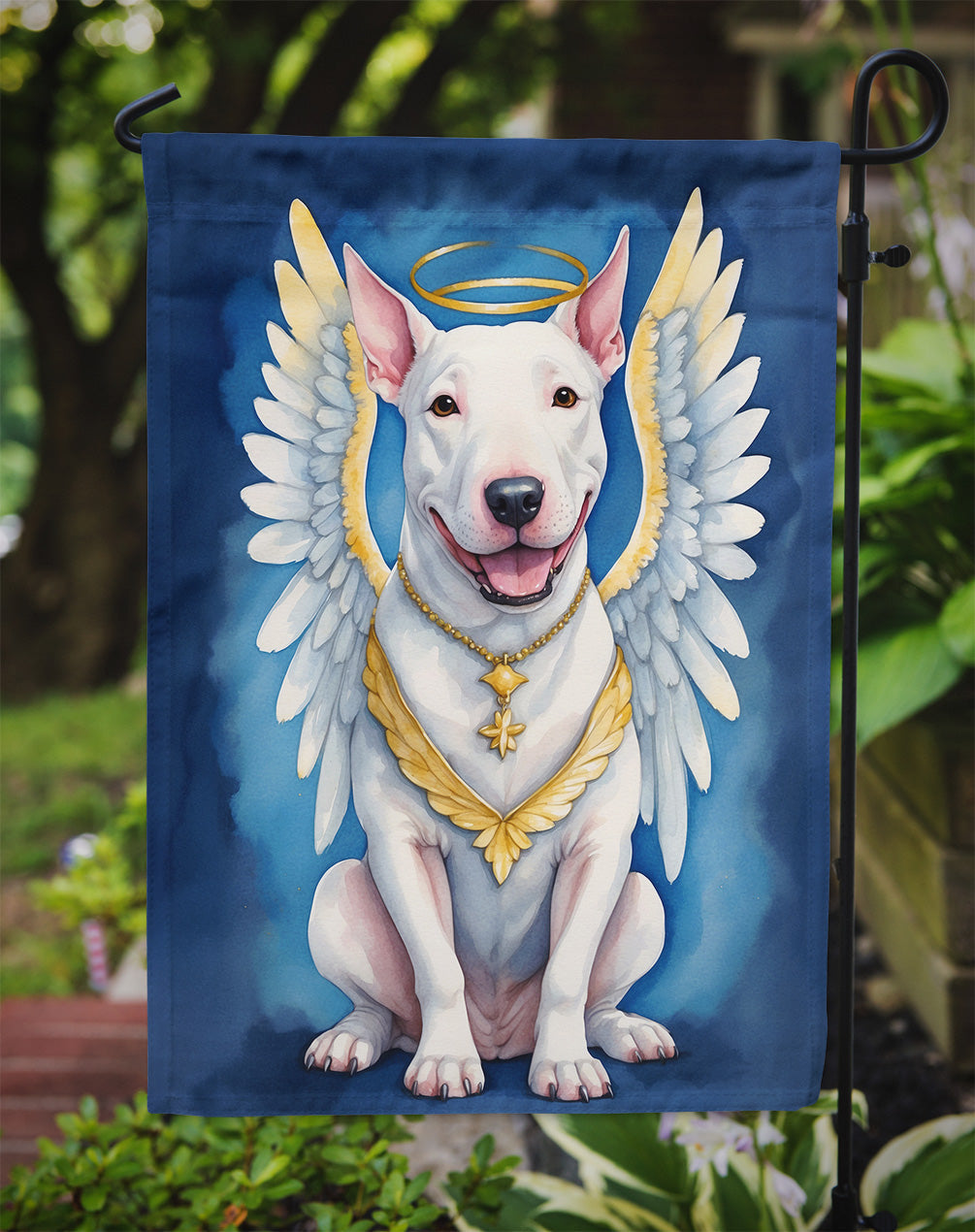 Bull Terrier My Angel Garden Flag – Memorial or Christmas Dog Angel Decor