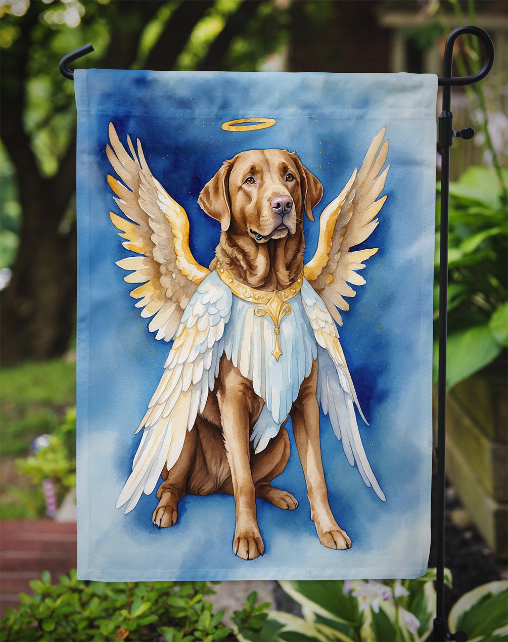 Chesapeake Bay Retriever My Angel Garden Flag – Memorial or Christmas Dog Angel Decor