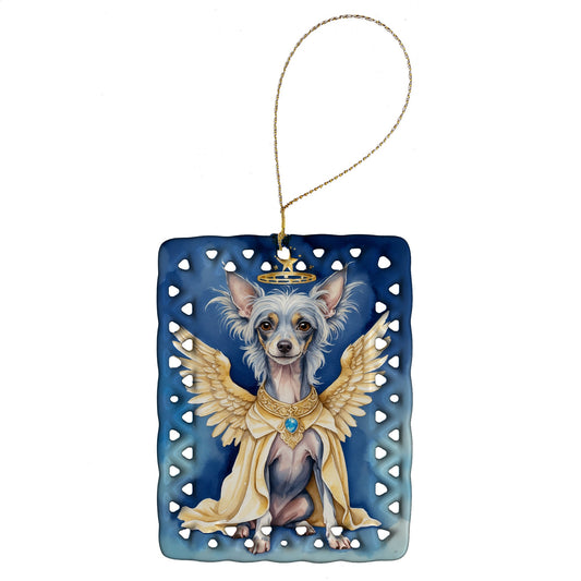 Chinese Crested My Angel Porcelain Ornament