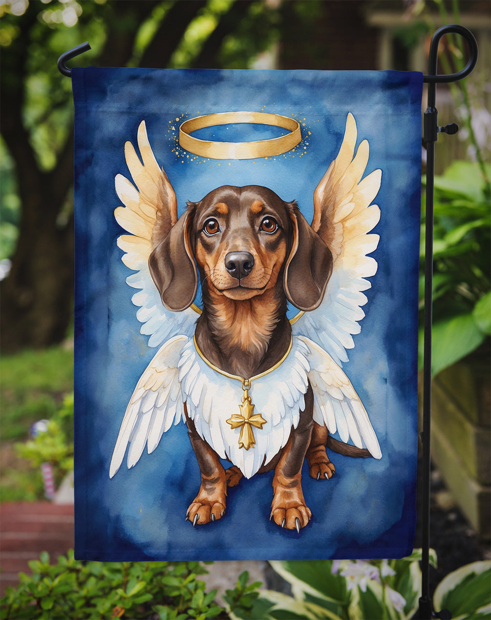 Dachshund My Angel Garden Flag – Memorial or Christmas Dog Angel Decor
