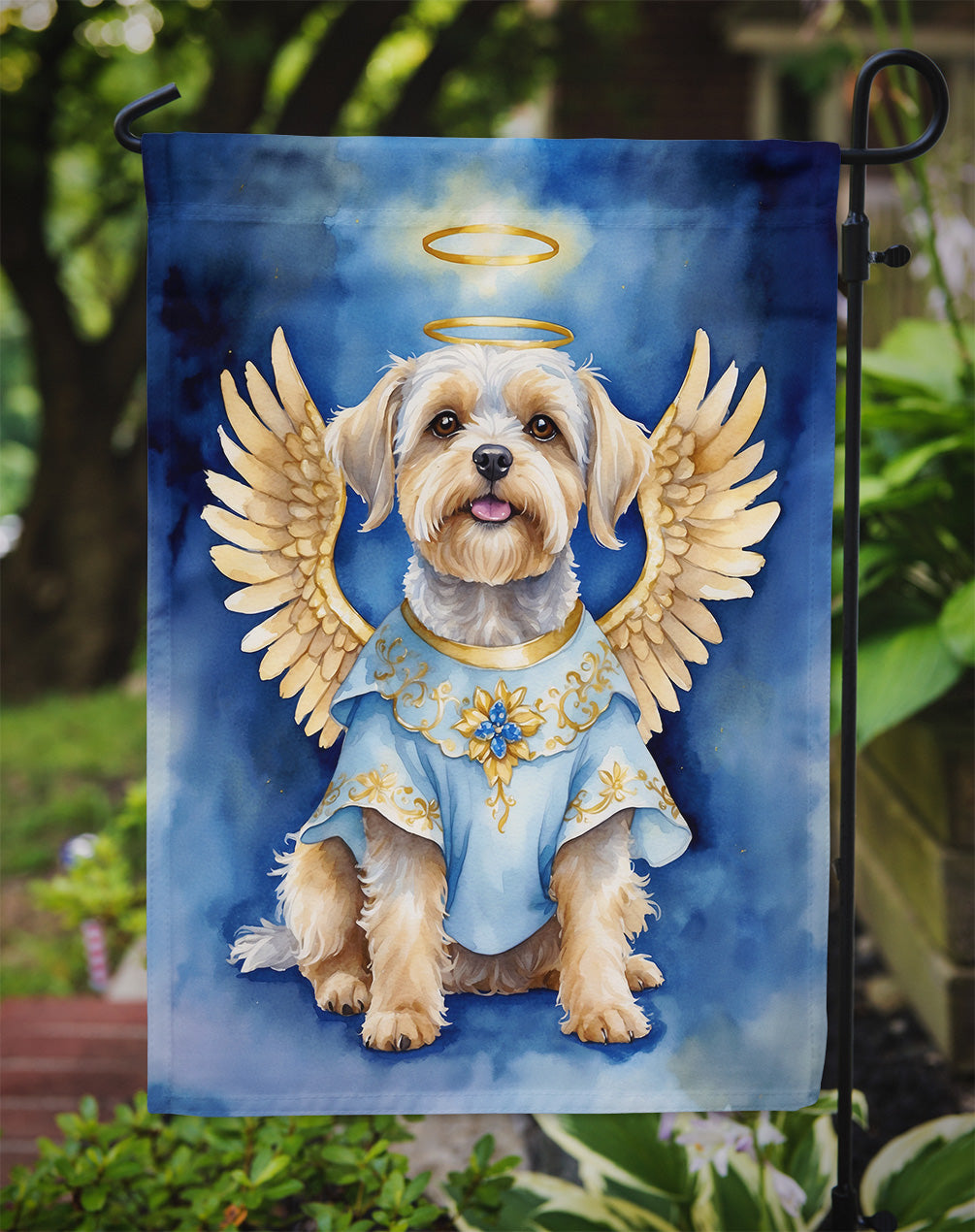 Dandie Dinmont Terrier My Angel Garden Flag – Memorial or Christmas Dog Angel Decor