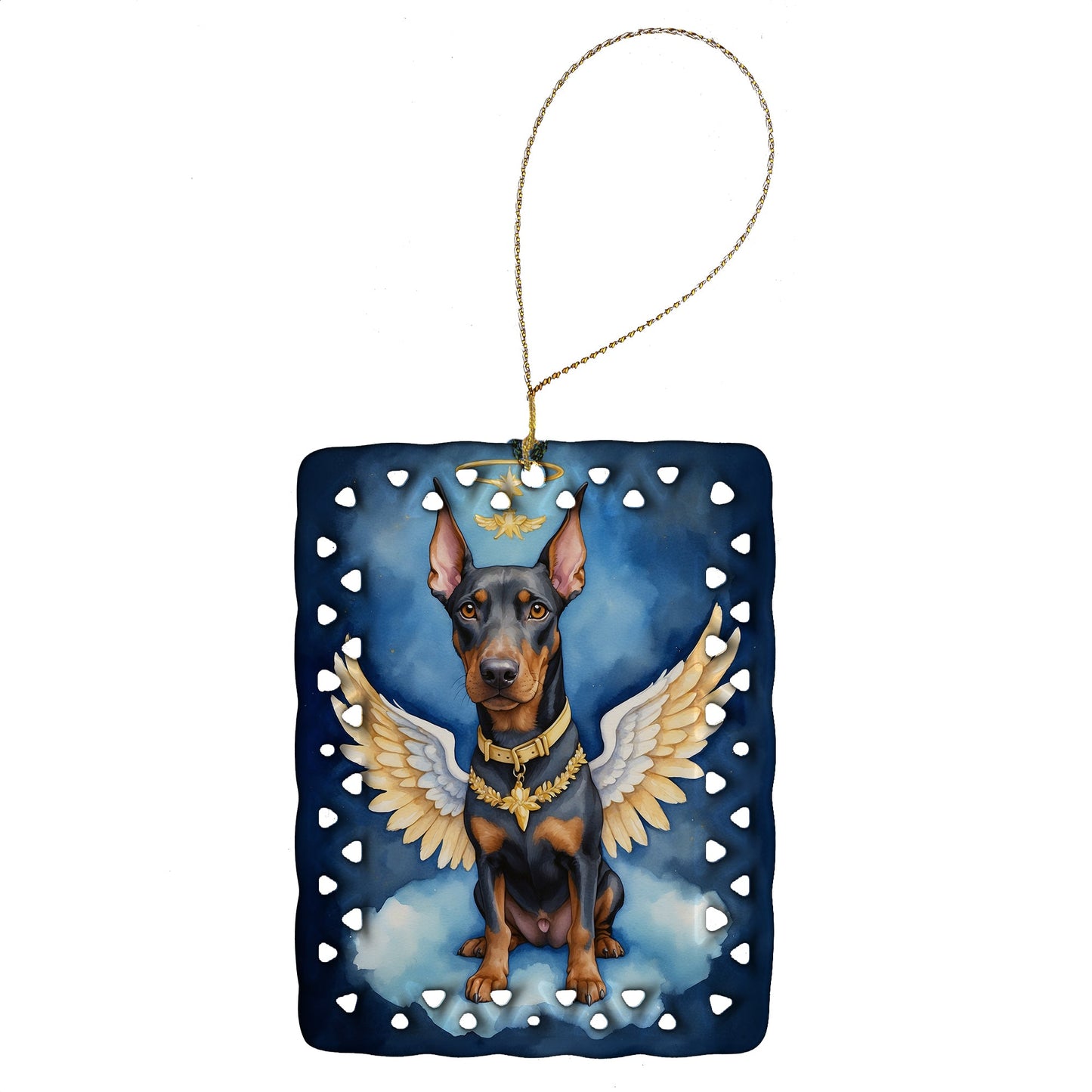 Doberman Pinscher My Angel Porcelain Ornament
