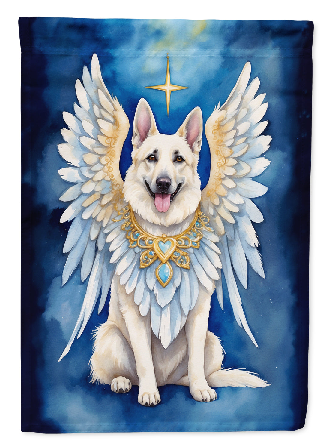 White German Shepherd My Angel Garden Flag – Memorial or Christmas Dog Angel Decor