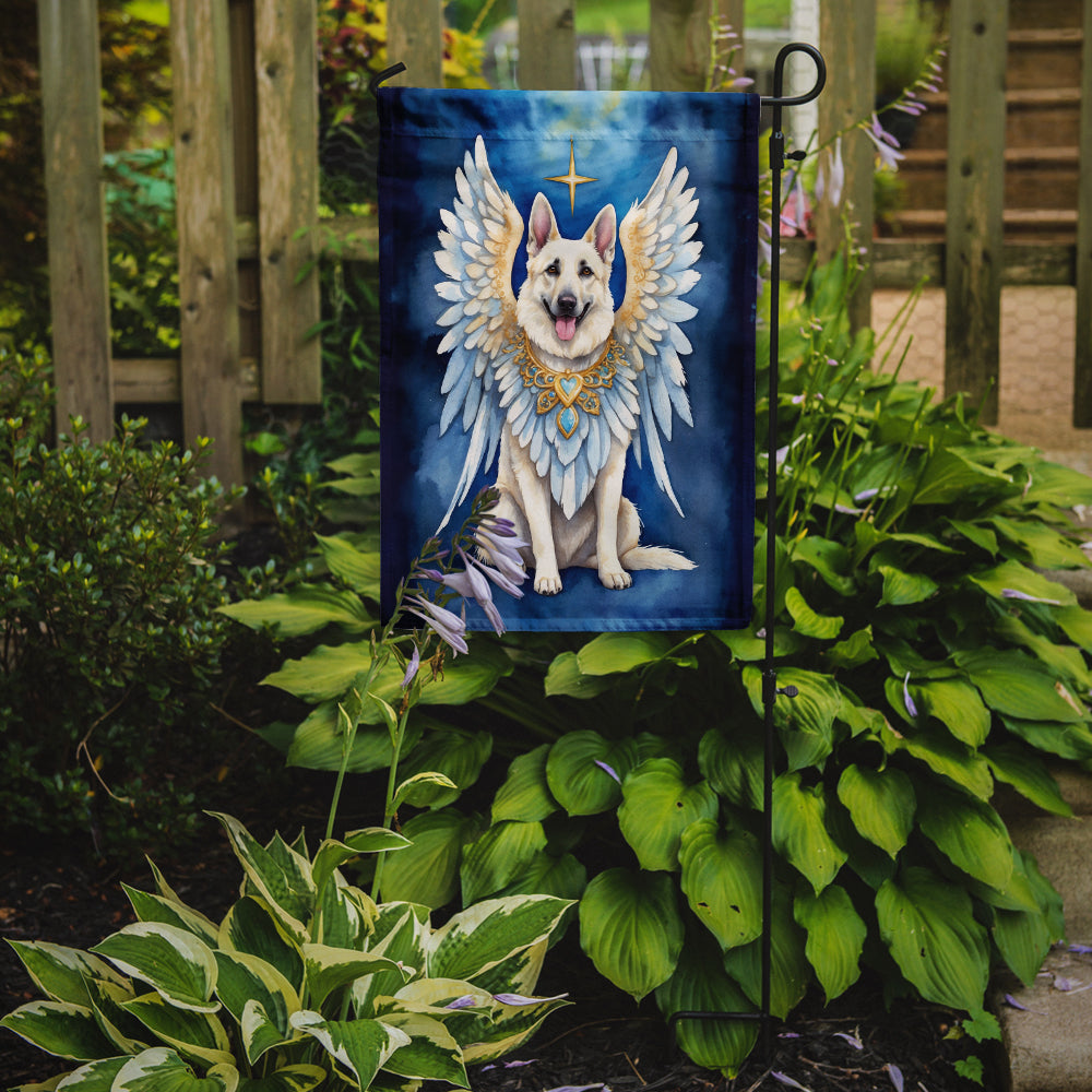 White German Shepherd My Angel Garden Flag – Memorial or Christmas Dog Angel Decor