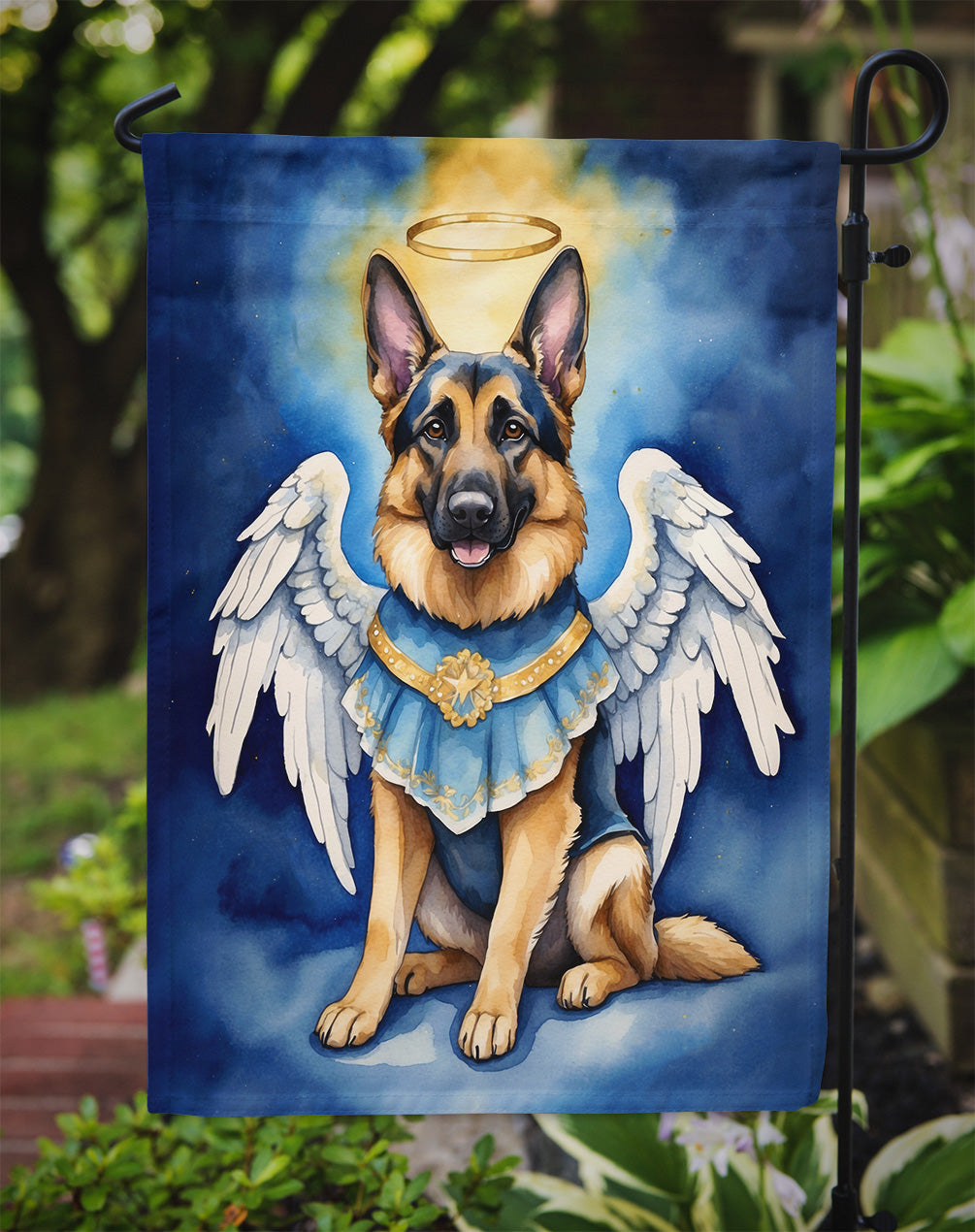 German Shepherd My Angel Garden Flag – Memorial or Christmas Dog Angel Decor