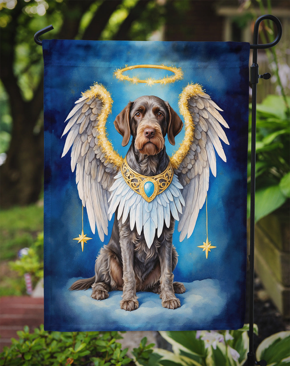 German Wirehaired Pointer My Angel Garden Flag – Memorial or Christmas Dog Angel Decor