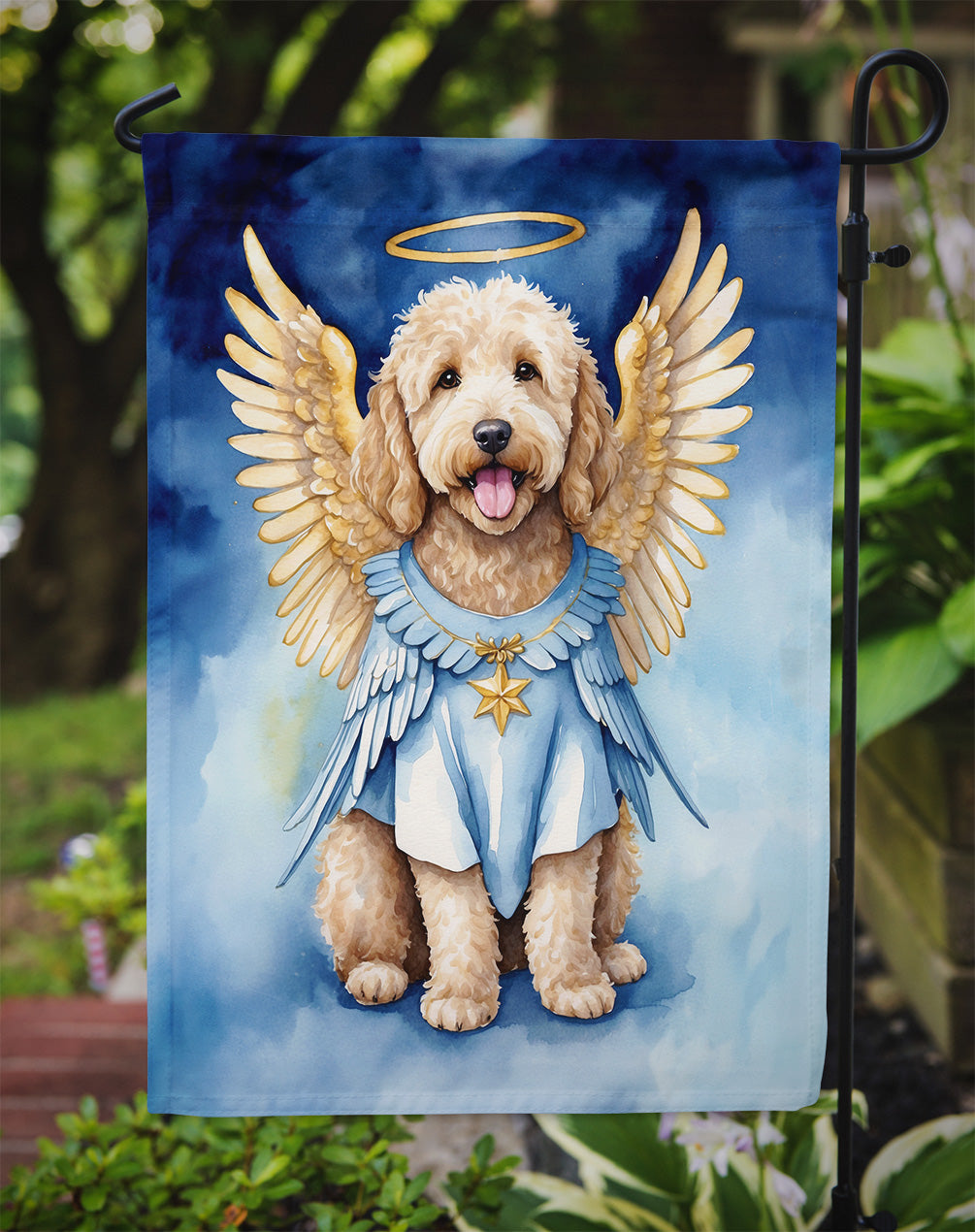 Goldendoodle My Angel Garden Flag – Memorial or Christmas Dog Angel Decor
