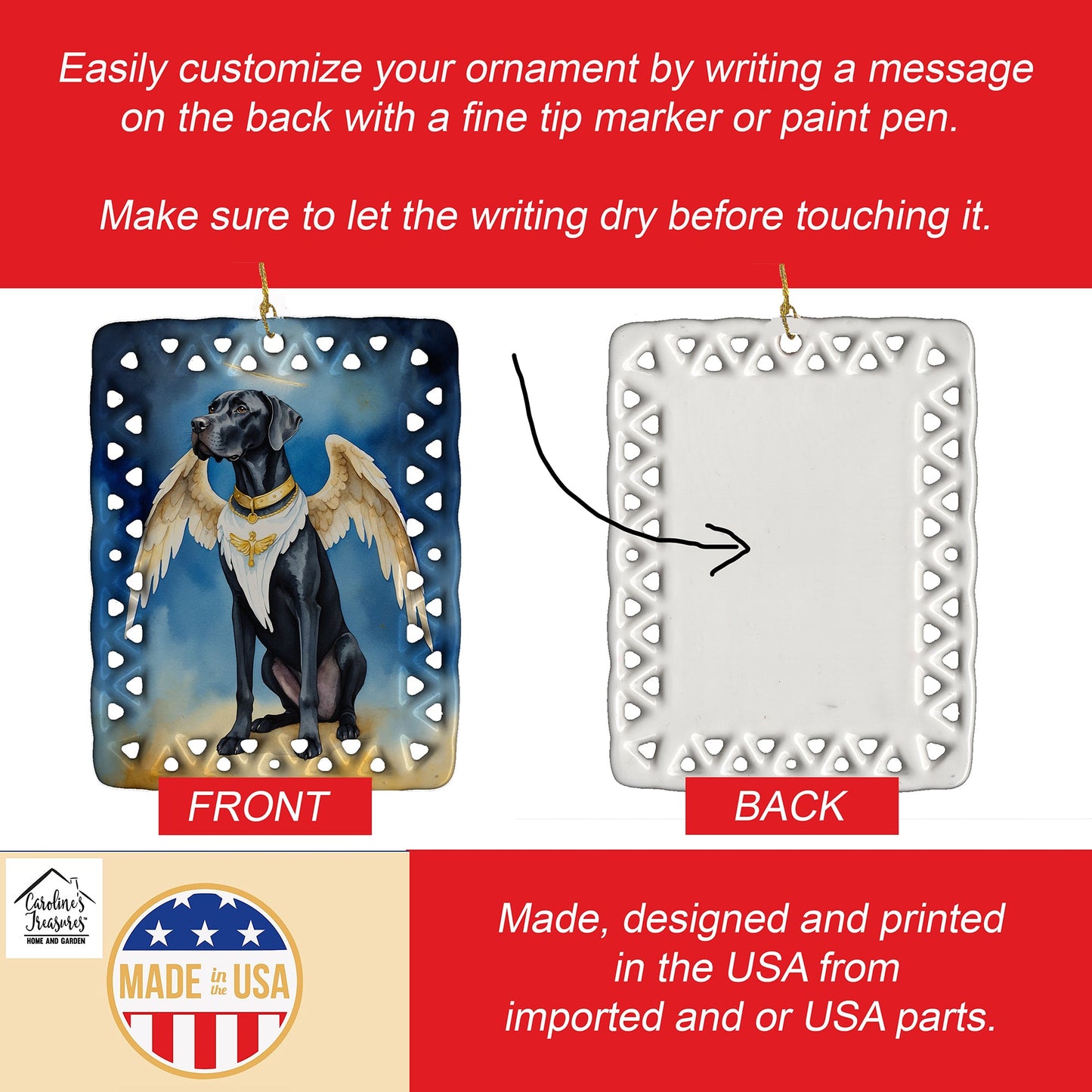 Great Dane My Angel Porcelain Ornament