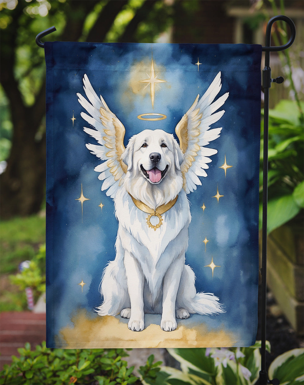Great Pyrenees My Angel Garden Flag – Memorial or Christmas Dog Angel Decor