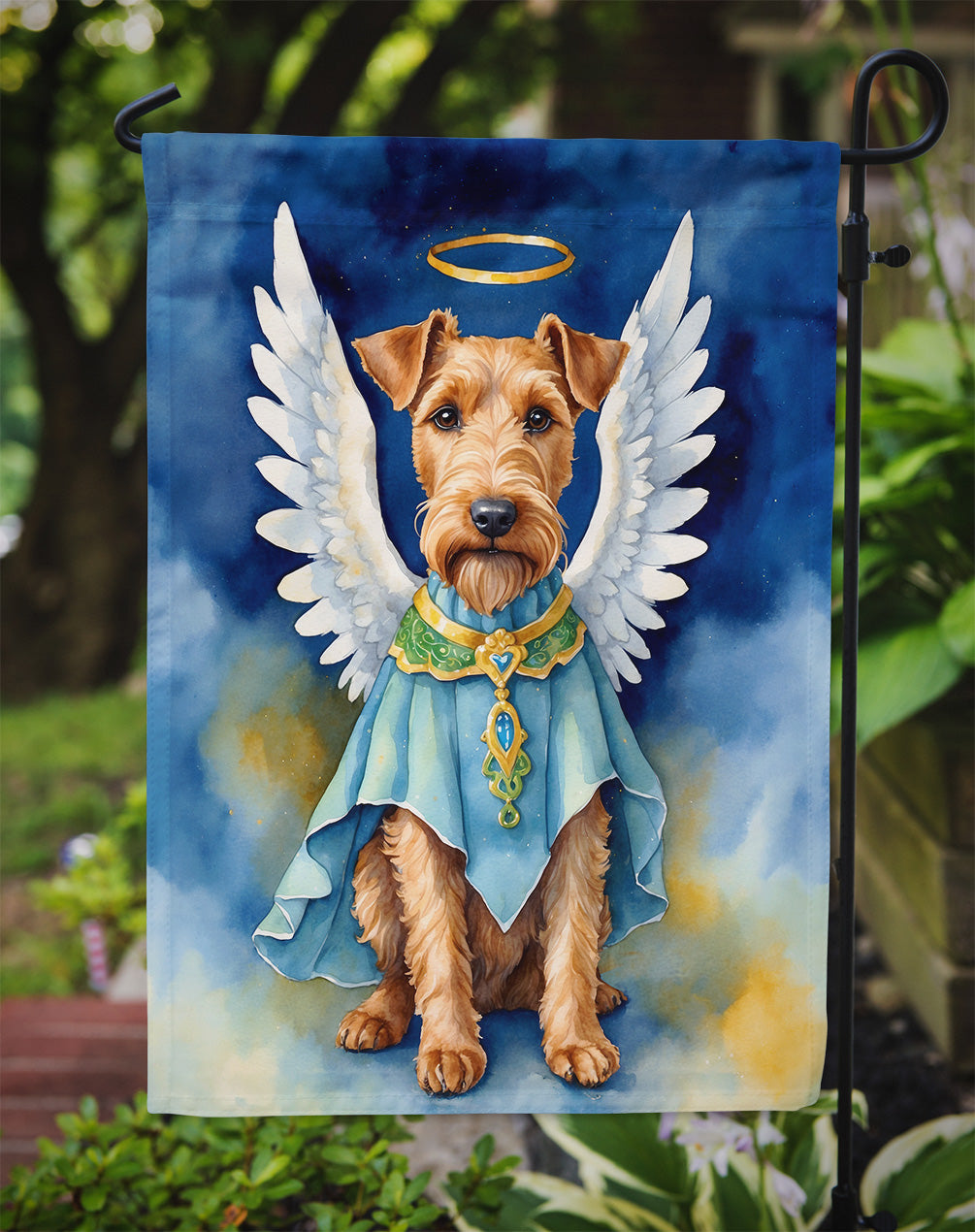 Irish Terrier My Angel Garden Flag – Memorial or Christmas Dog Angel Decor