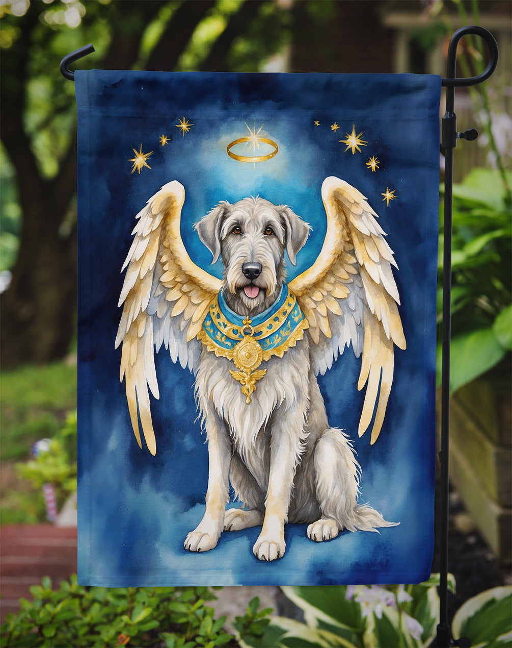 Irish Wolfhound My Angel Garden Flag – Memorial or Christmas Dog Angel Decor