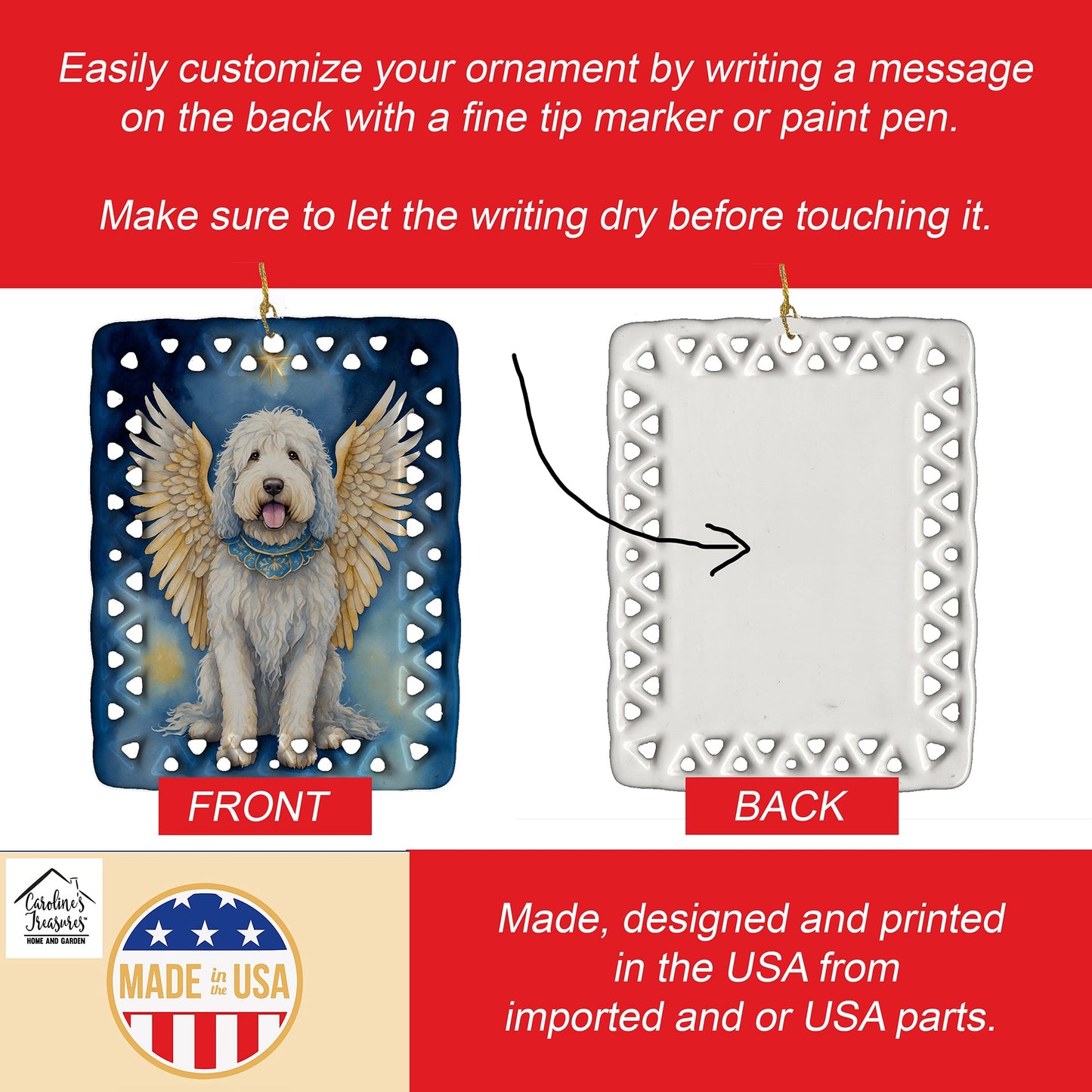 Komondor My Angel Porcelain Ornament