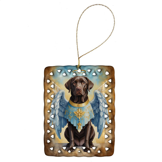Chocolate Labrador Retriever My Angel Porcelain Ornament
